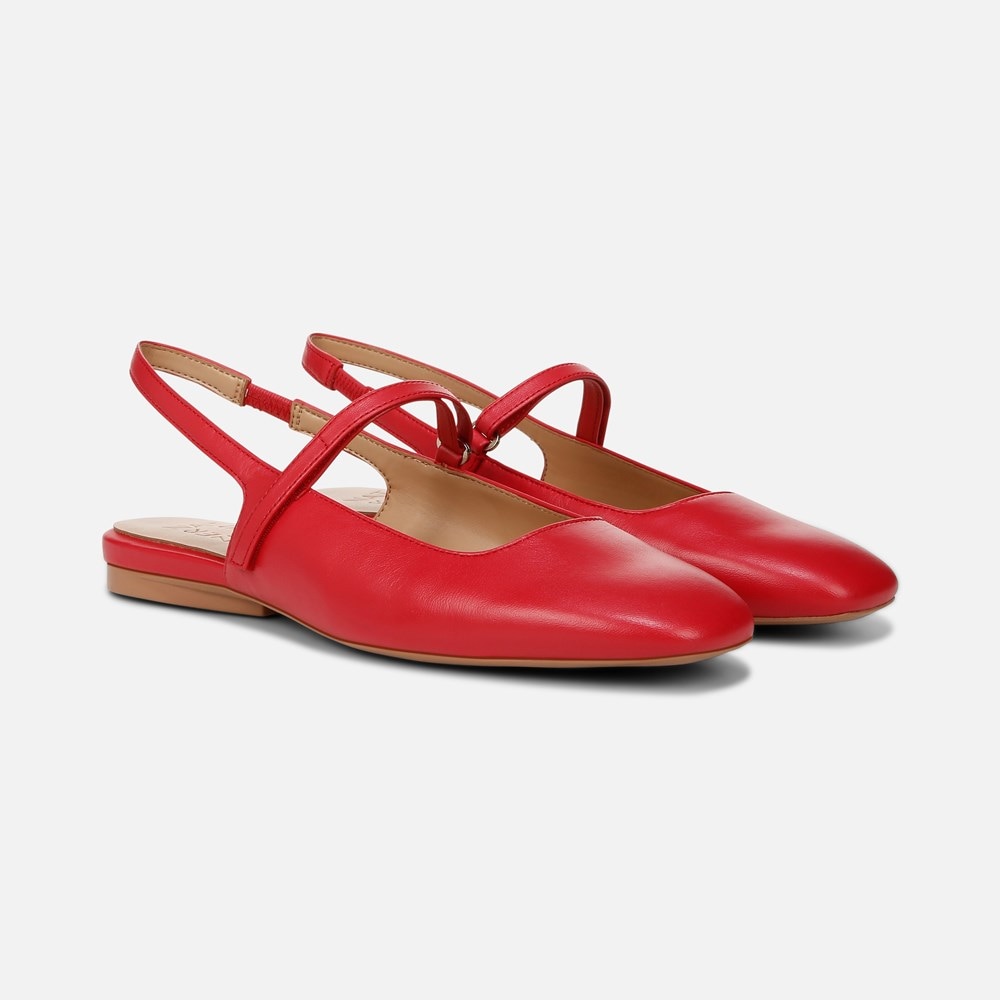 Naturalizer Connie Mary Jane Slingback Flat - Crantini Red Leather
