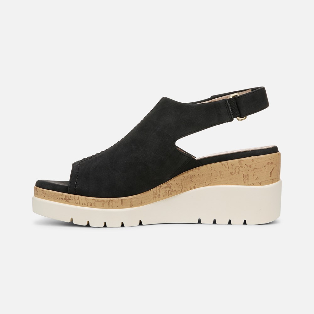 Naturalizer SOUL Giselle Wedge Sandal - Black Faux Nubuck
