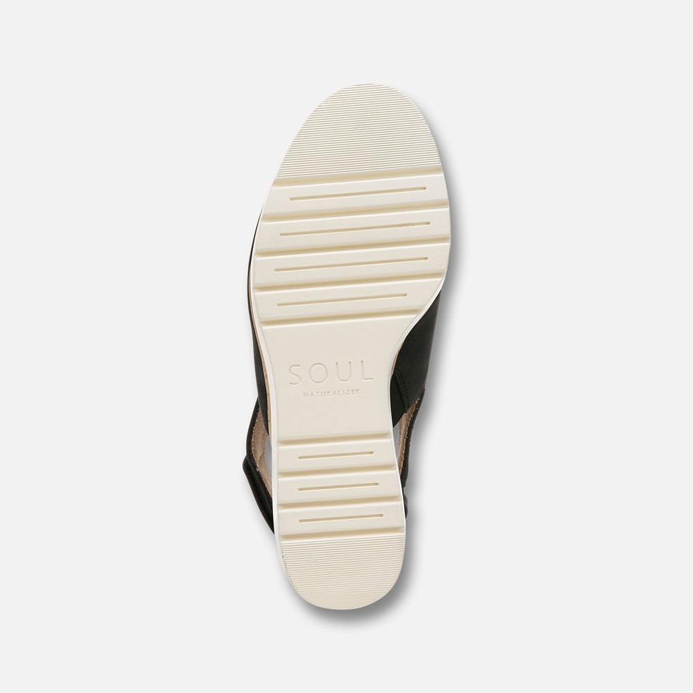 Naturalizer SOUL Giselle Wedge Sandal - Black Faux Nubuck