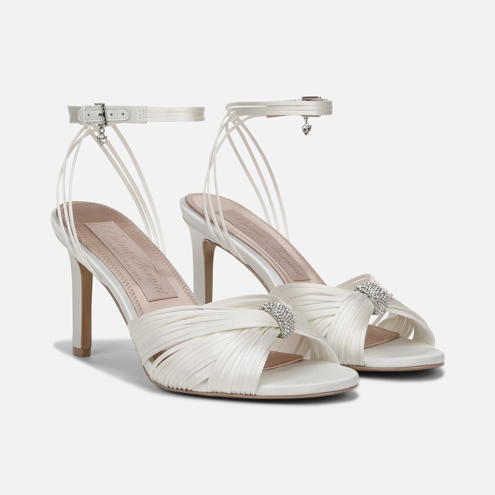Naturalizer Cariad Ankle Strap Dress Heel - Silk White Fabric
