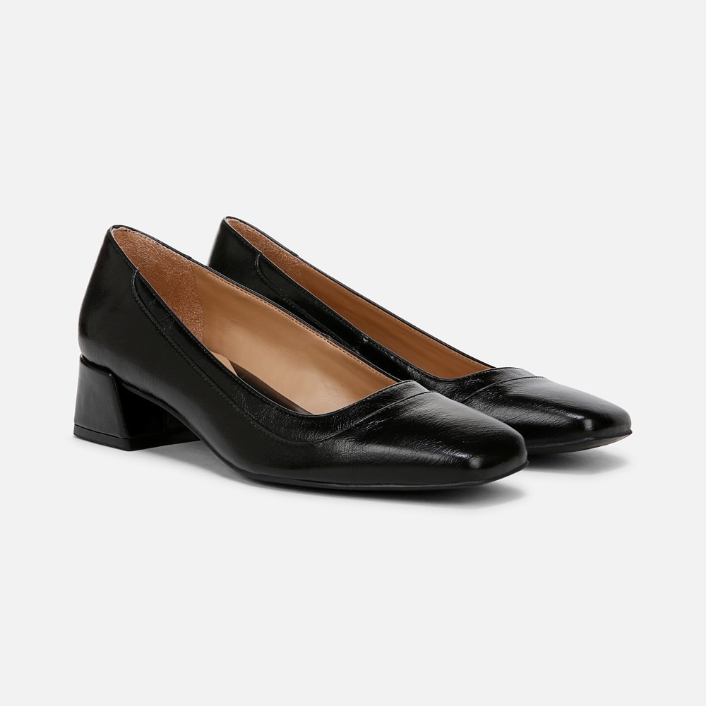 Naturalizer Huntley Block Heel Pump - Black Faux Leather