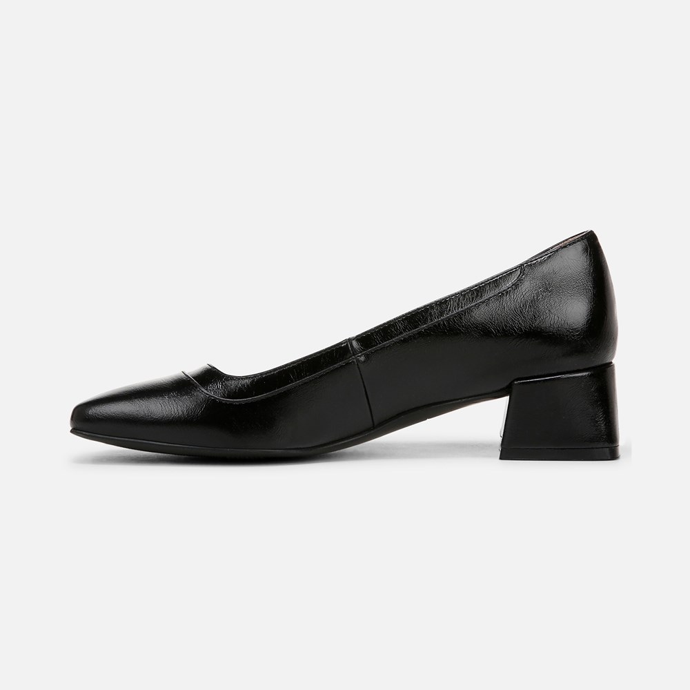 Naturalizer Huntley Block Heel Pump - Black Faux Leather
