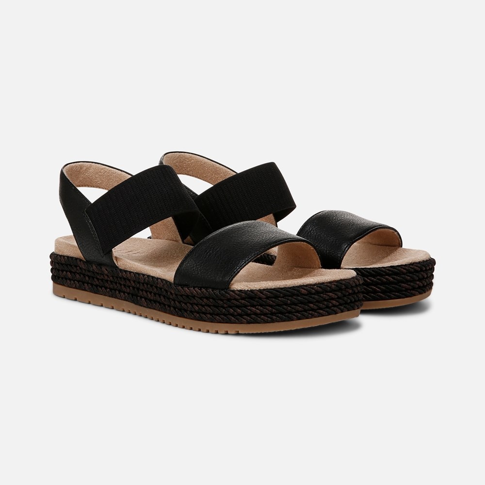 Naturalizer SOUL Diana Strappy Sandal - Black Faux Leather