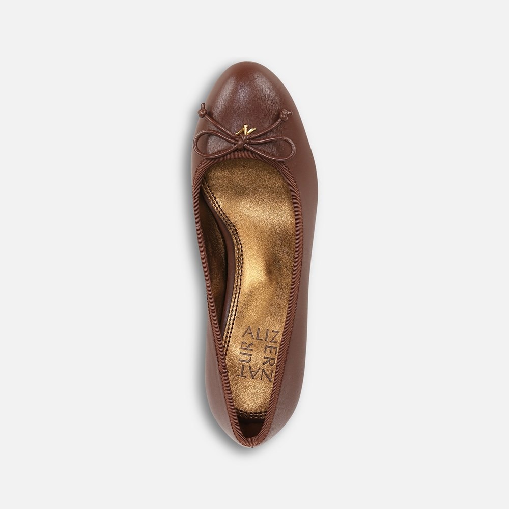 Naturalizer Sienna Block Heel Pump - Cappuccino Brown Leather