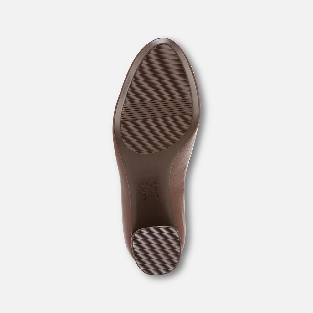 Naturalizer Sienna Block Heel Pump - Cappuccino Brown Leather