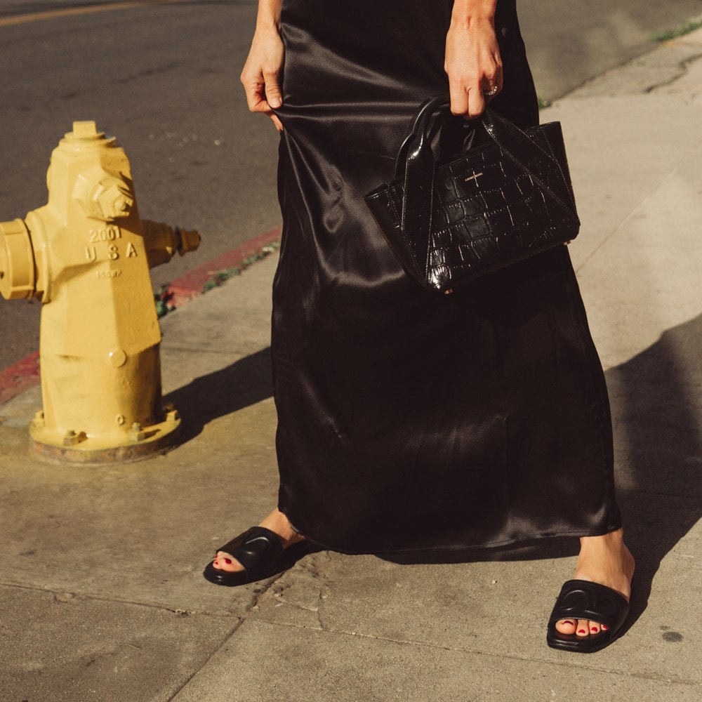 Naturalizer Genevieve Slide Sandal - Black Leather