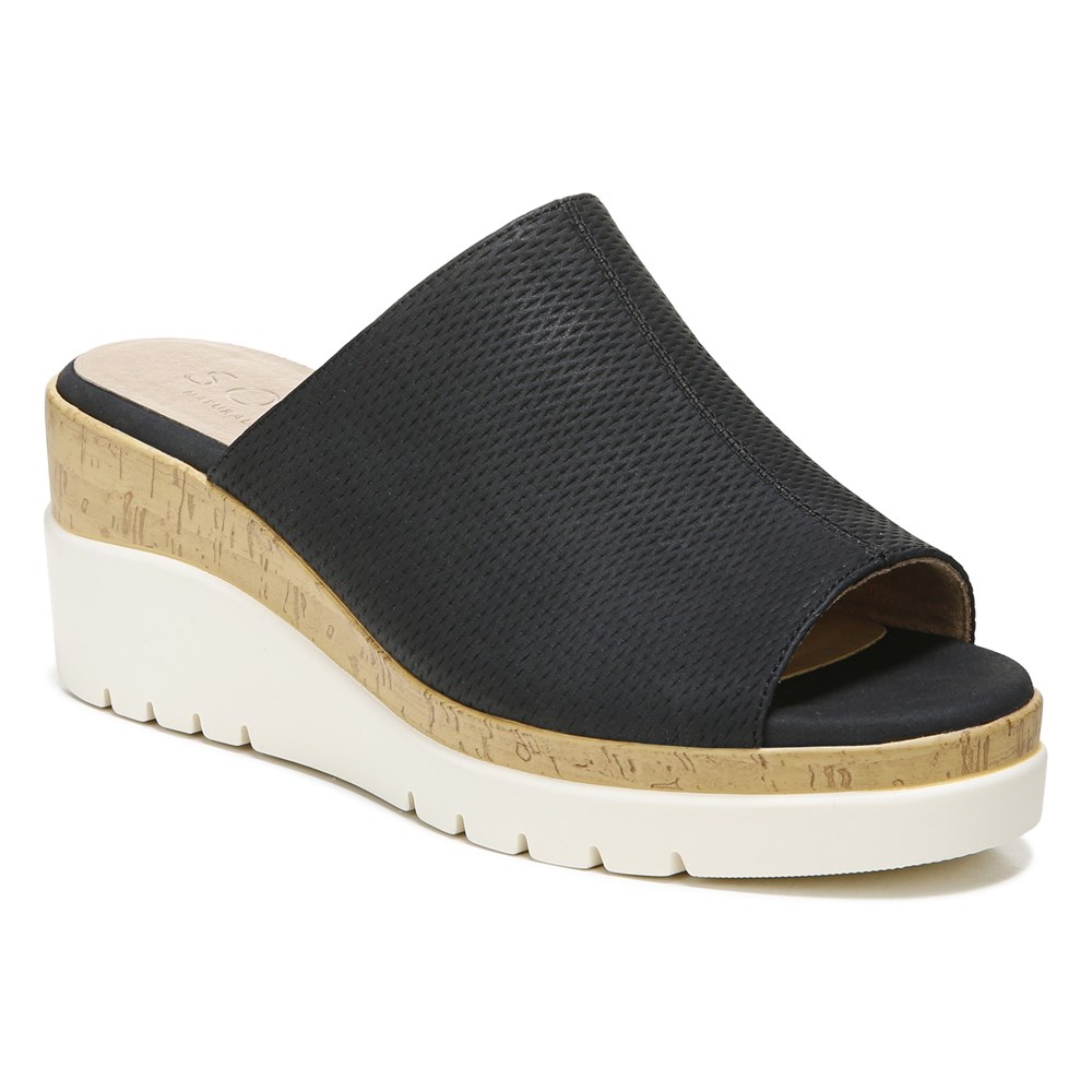 Naturalizer Soul Goodtimes Mule Wedge Sandal - Black Manmade