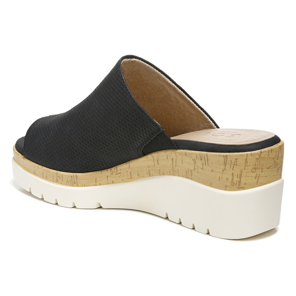 Naturalizer Soul Goodtimes Mule Wedge Sandal - Black Manmade