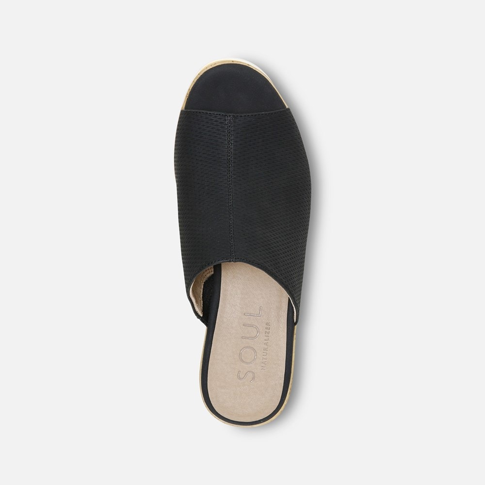 Naturalizer Soul Goodtimes Mule Wedge Sandal - Black Manmade