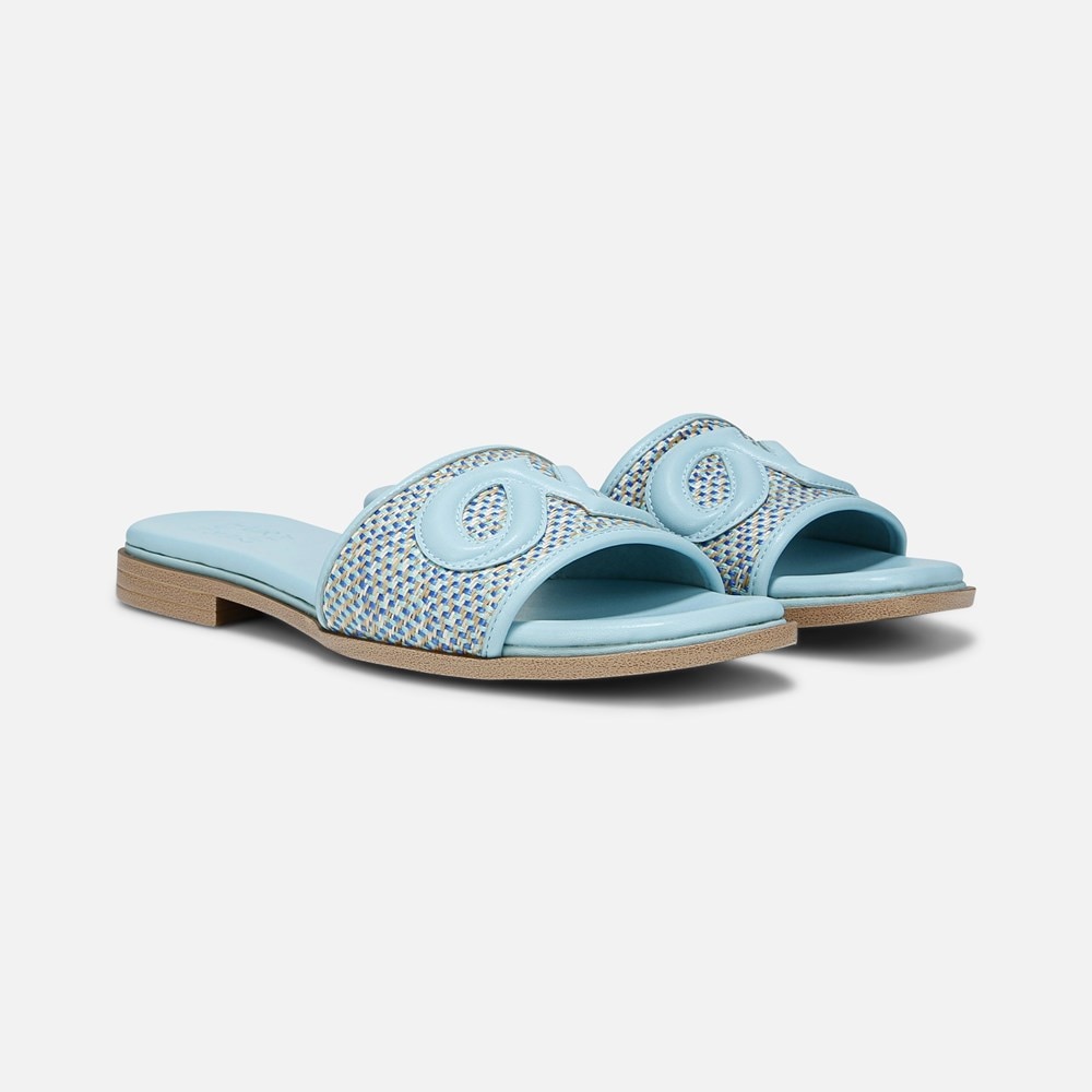 Naturalizer Genevieve Slide Sandal - Angel Blue Woven Fabric