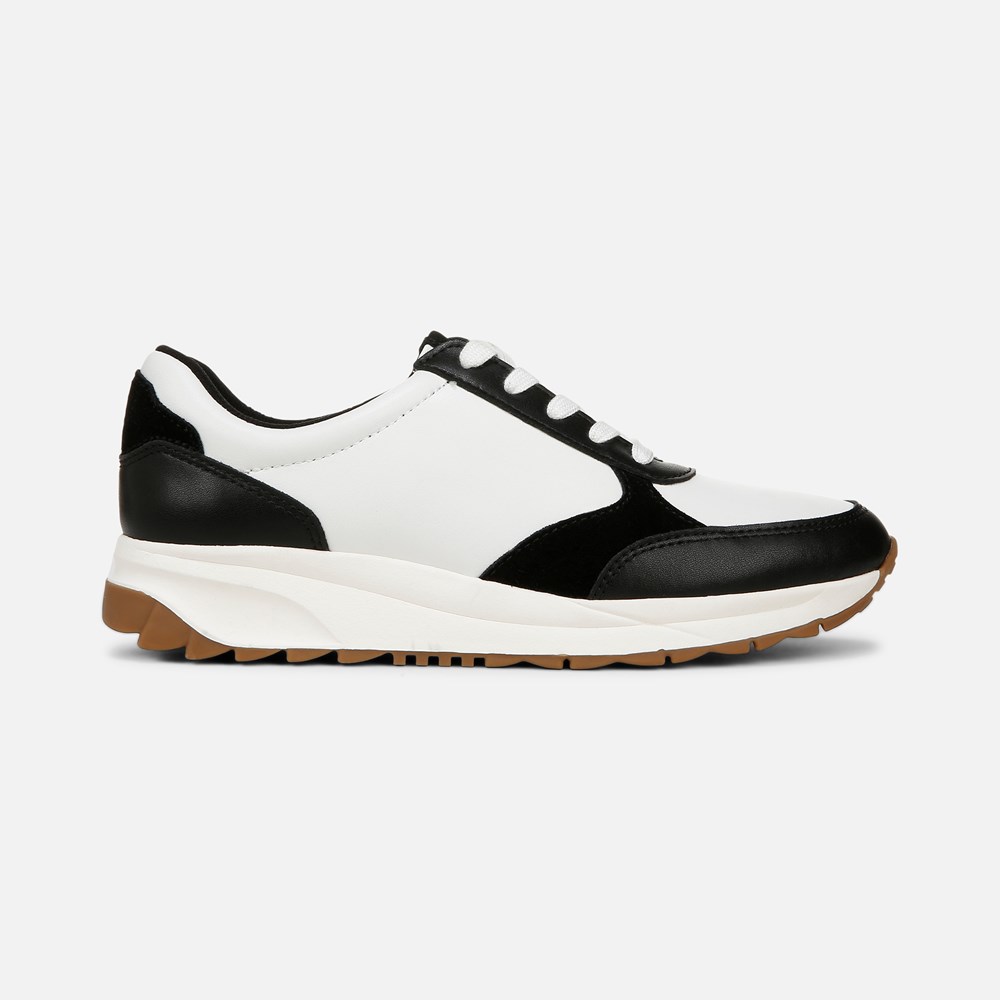 Naturalizer Shay Lace Up Sneaker - Warm White / Black Leather