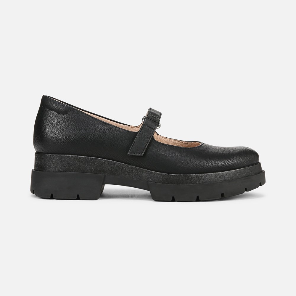 Naturalizer SOUL Olivet Mary Jane Lug Flat - Black Faux Leather