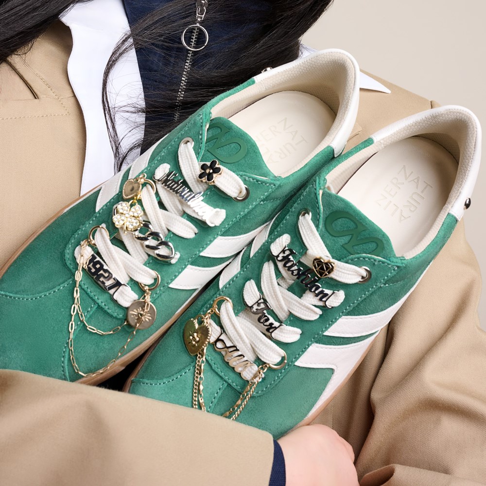 Naturalizer Medina Lace Up Sneaker - Lilypad Green Suede