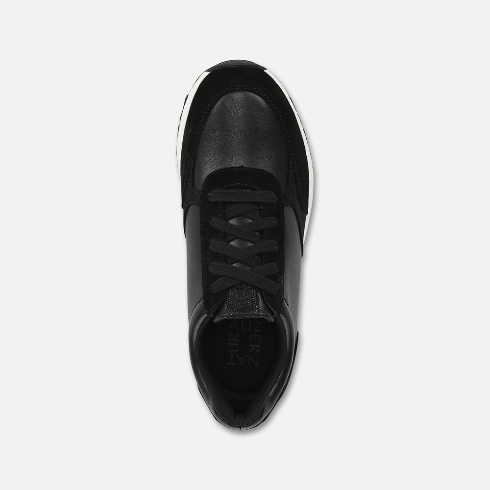Naturalizer Shay Lace Up Sneaker - Black Leather