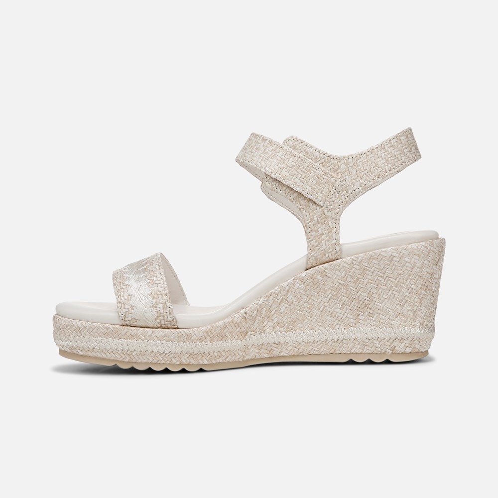 Naturalizer Stella Wedge Sandal - Eggshell Beige Raffia