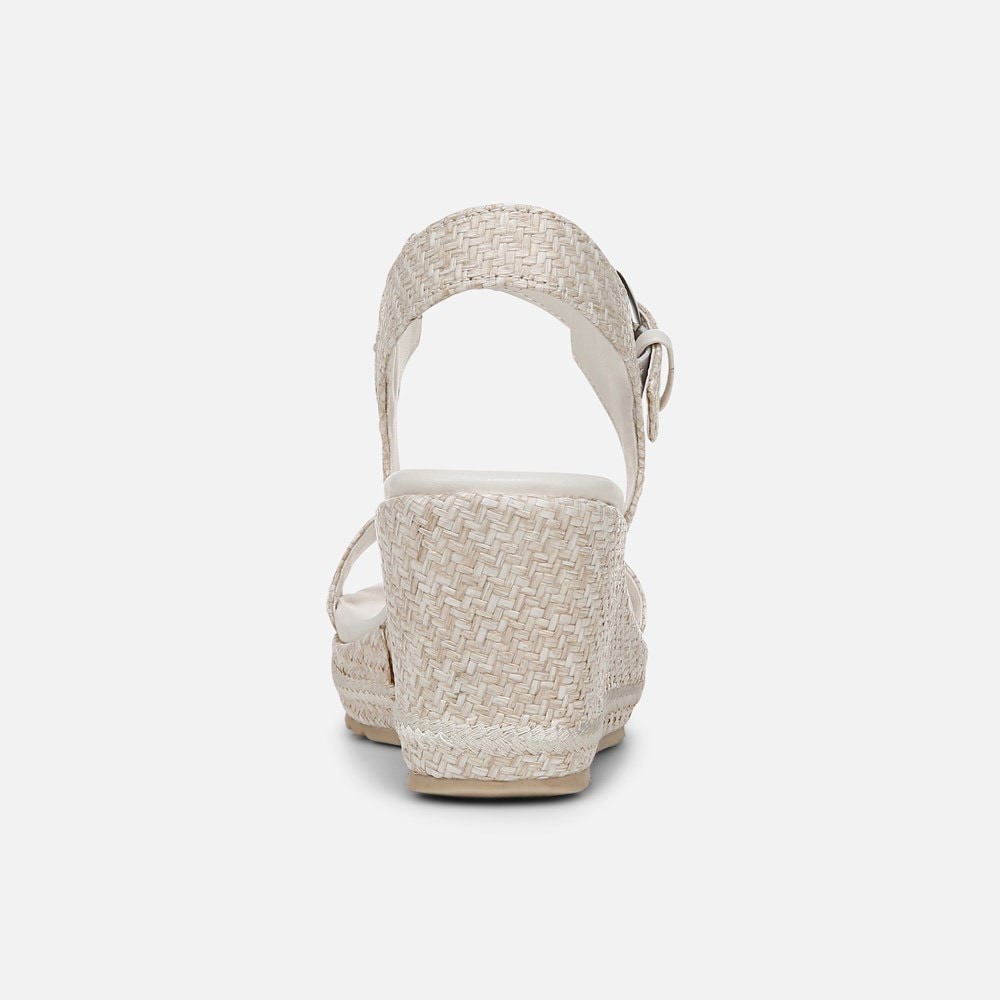 Naturalizer Stella Wedge Sandal - Eggshell Beige Raffia