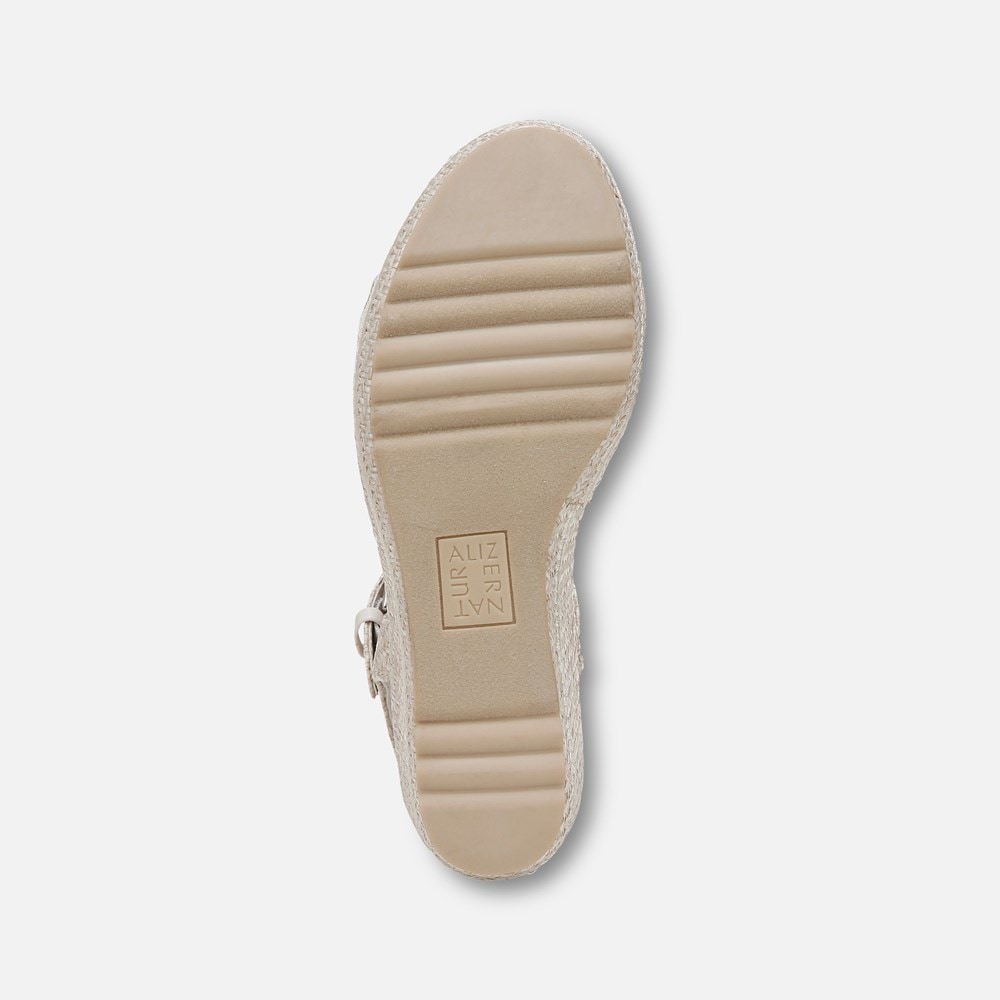 Naturalizer Stella Wedge Sandal - Eggshell Beige Raffia