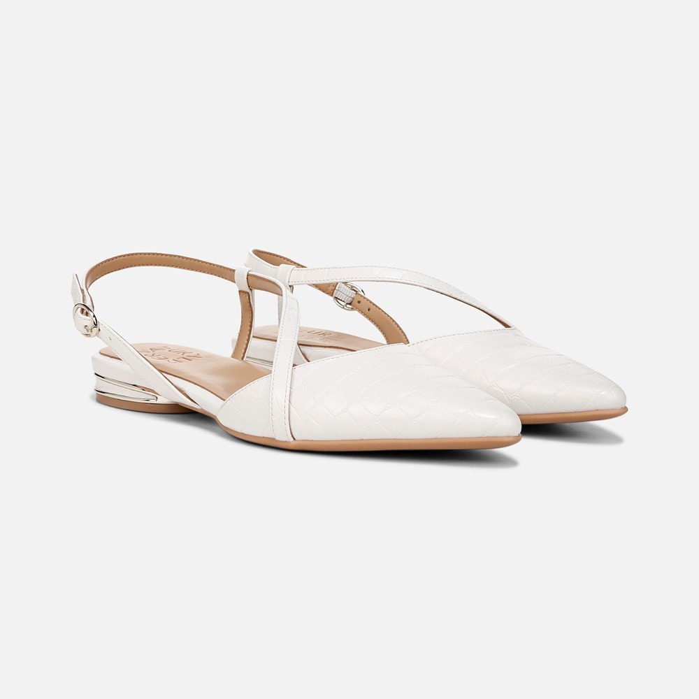 Naturalizer Hawaii Slingback Flat - Warm White Faux Croco Leather