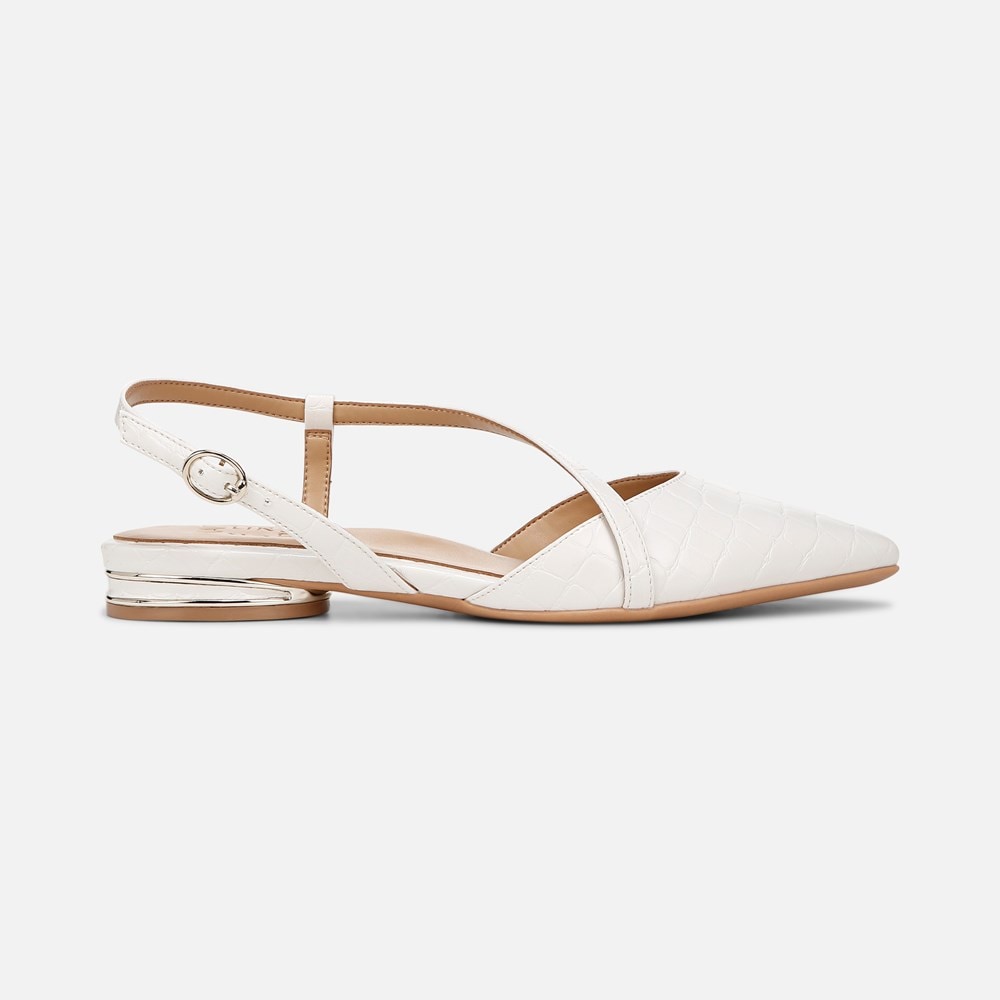 Naturalizer Hawaii Slingback Flat - Warm White Faux Croco Leather