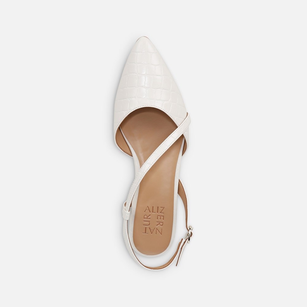 Naturalizer Hawaii Slingback Flat - Warm White Faux Croco Leather