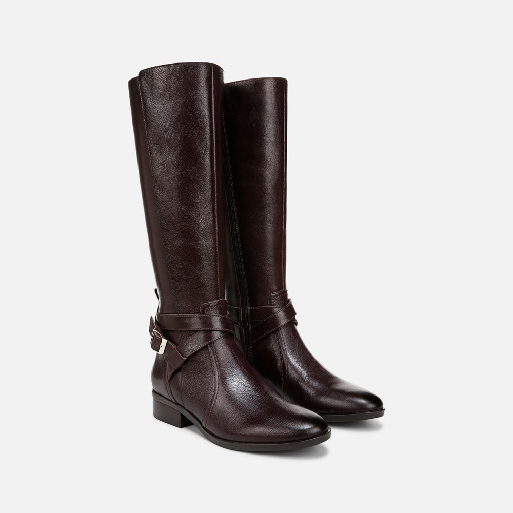 Naturalizer Rena 2 Wide Calf Riding Boot - Brown Leather
