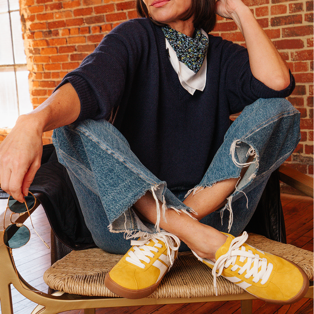 Naturalizer Medina Lace Up Sneaker - Spicy Yellow Nubuck