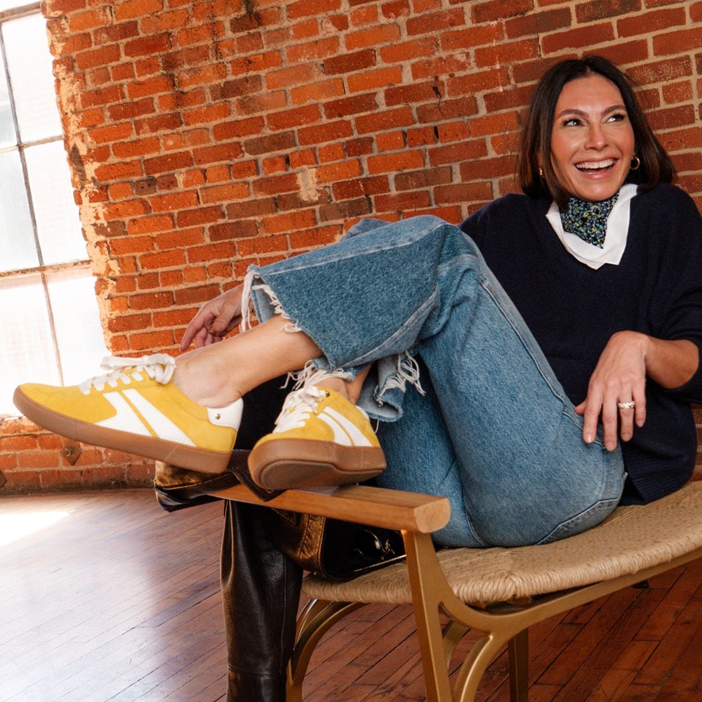 Naturalizer Medina Lace Up Sneaker - Spicy Yellow Nubuck