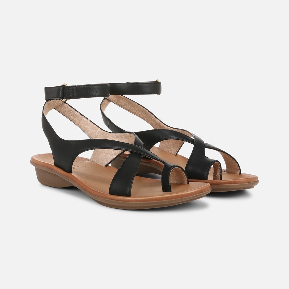 Naturalizer Soul Sivan Strappy Sandal - Black Faux Leather