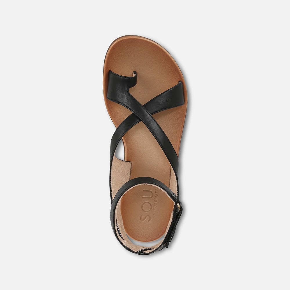 Naturalizer Soul Sivan Strappy Sandal - Black Faux Leather