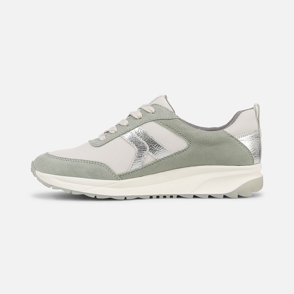 Naturalizer Shay Jogger Lace Up Sneaker - White / Pistachio Leather