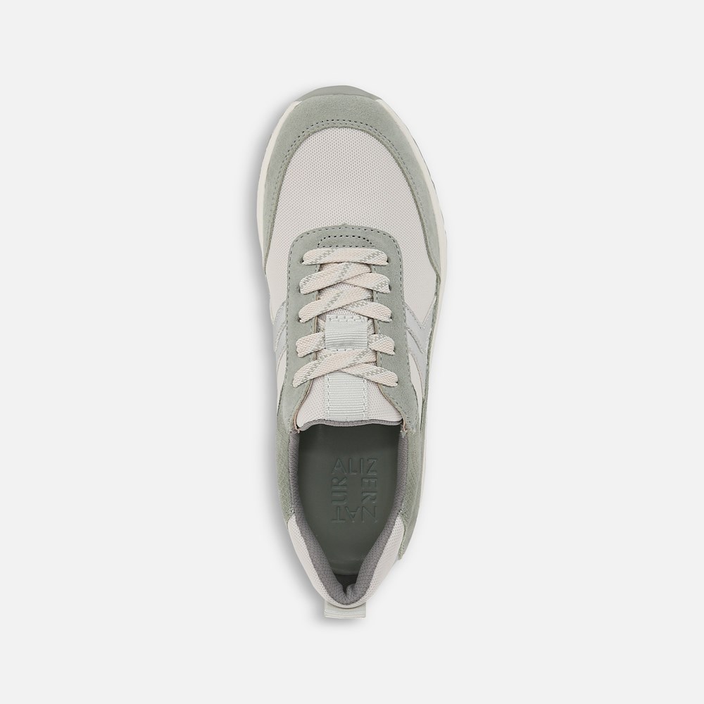 Naturalizer Shay Jogger Lace Up Sneaker - White / Pistachio Leather