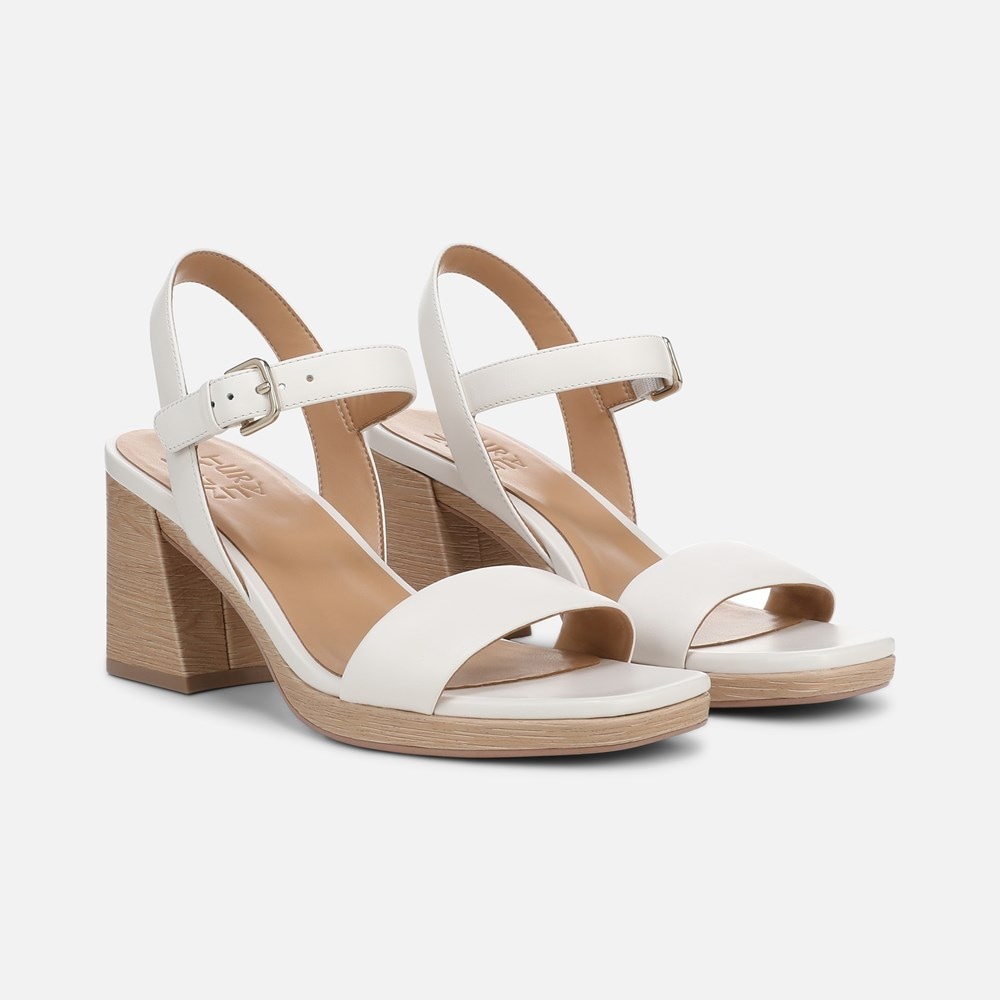 Naturalizer Rose Block Heel Sandal - Warm White Leather