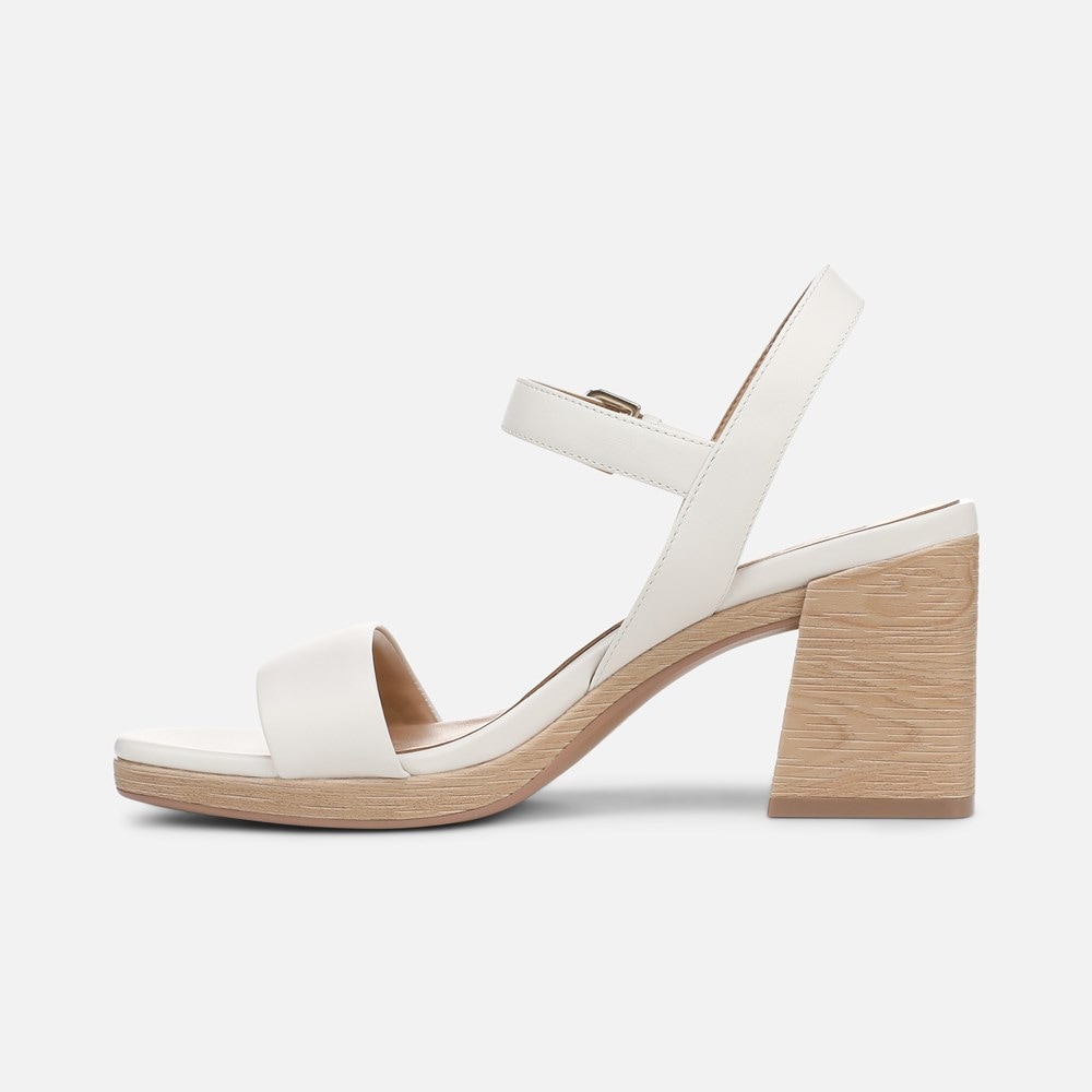 Naturalizer Rose Block Heel Sandal - Warm White Leather