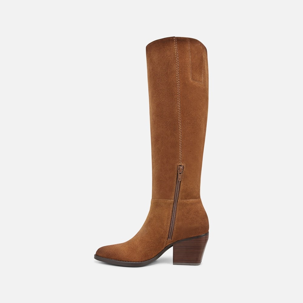 Naturalizer Fae Wide Calf Knee High Boot - Saddle Tan Suede