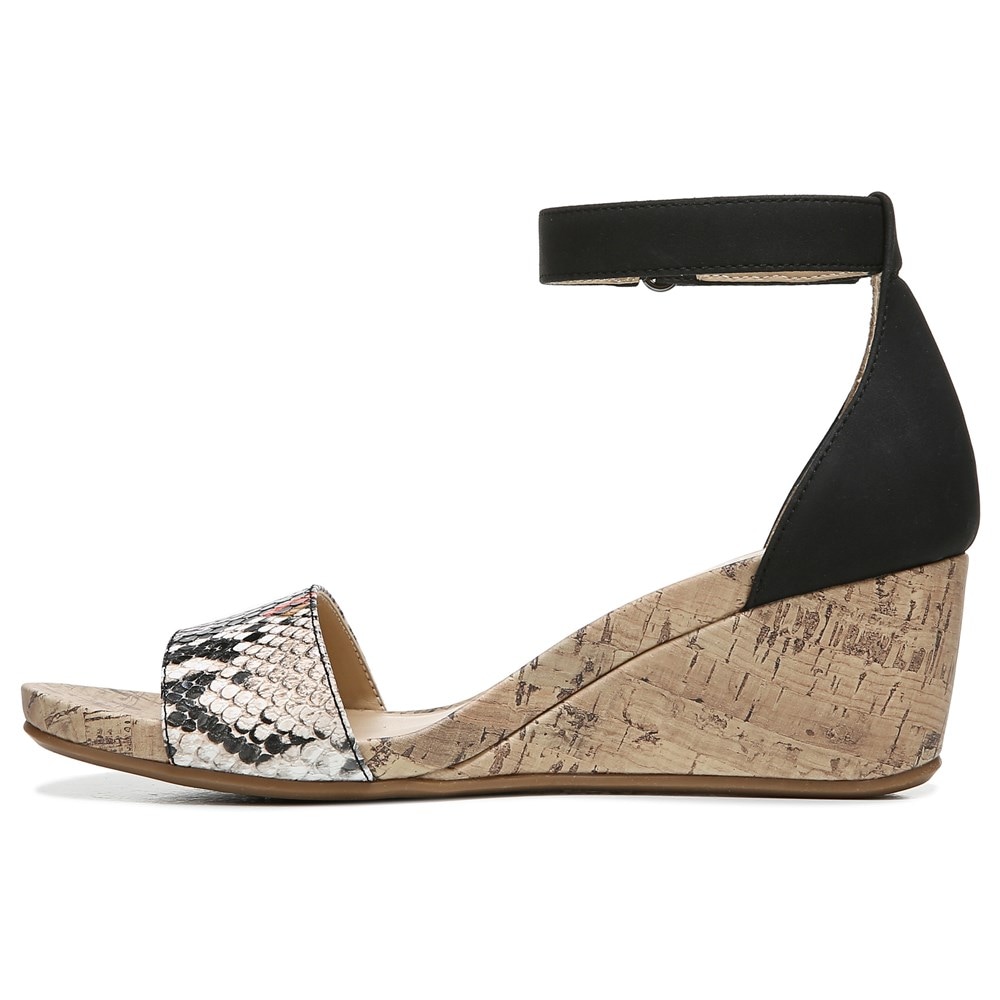 Naturalizer Areda Wedge Sandal - Black Multi Desert Snake Synth