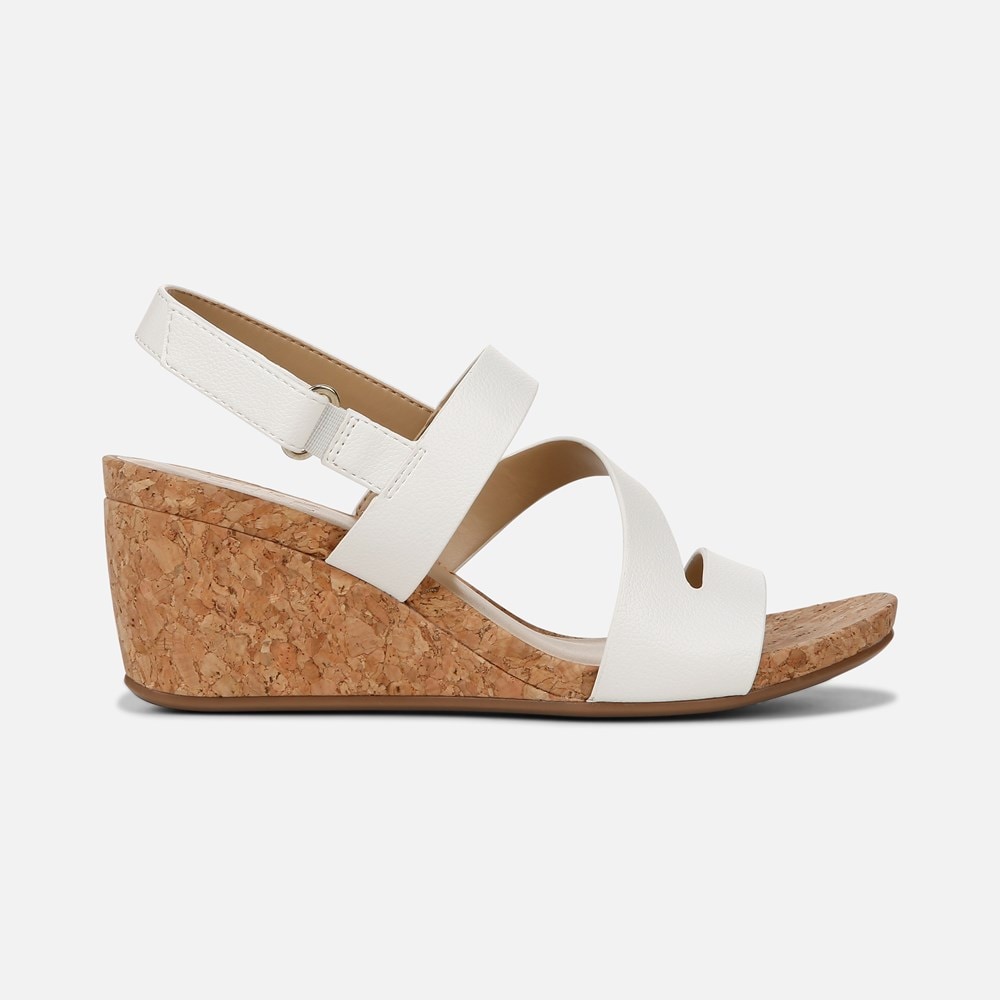 Naturalizer Adria Wedge Sandal - White Faux Leather