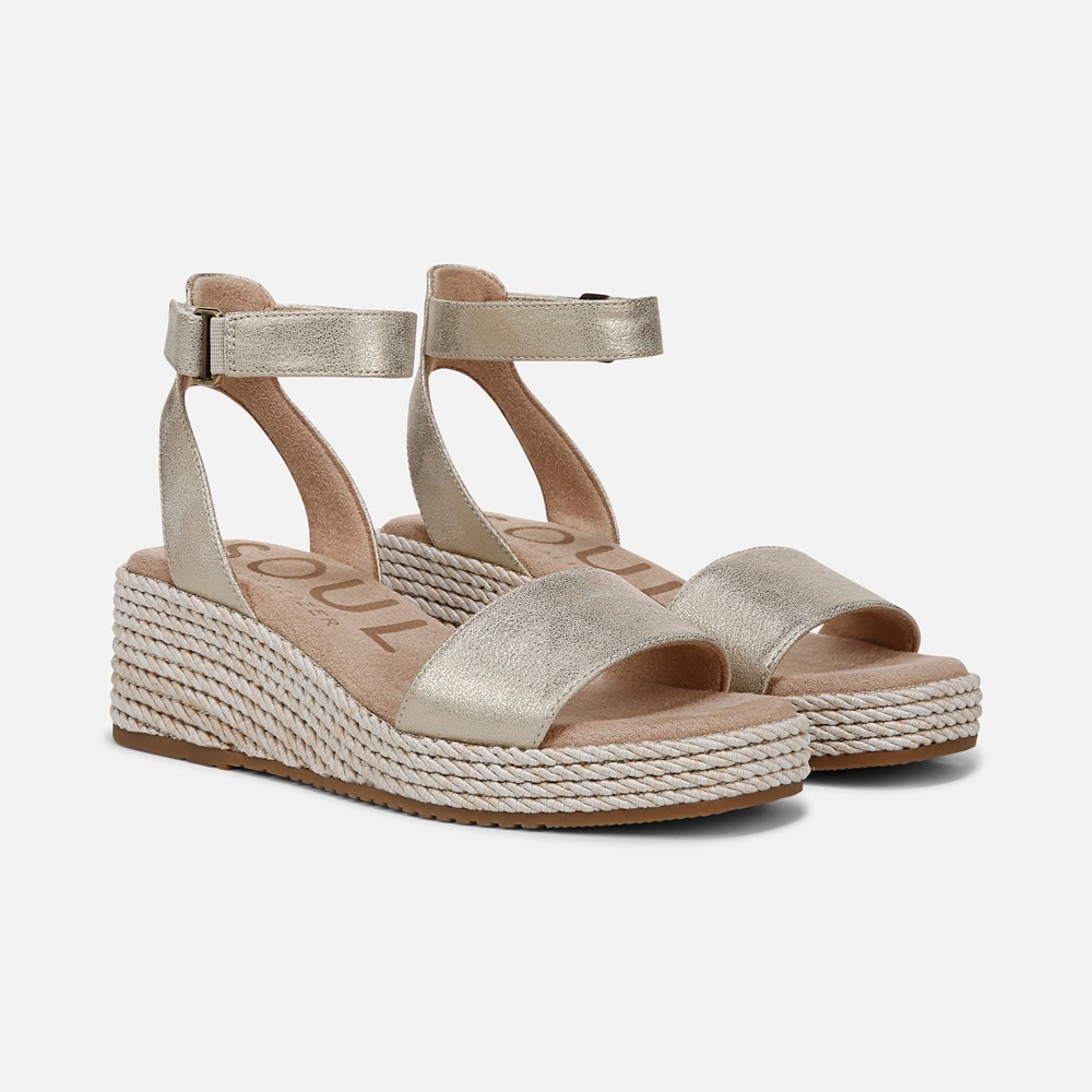Naturalizer SOUL Gloria Espadrille - Gold Metallic Faux Leather