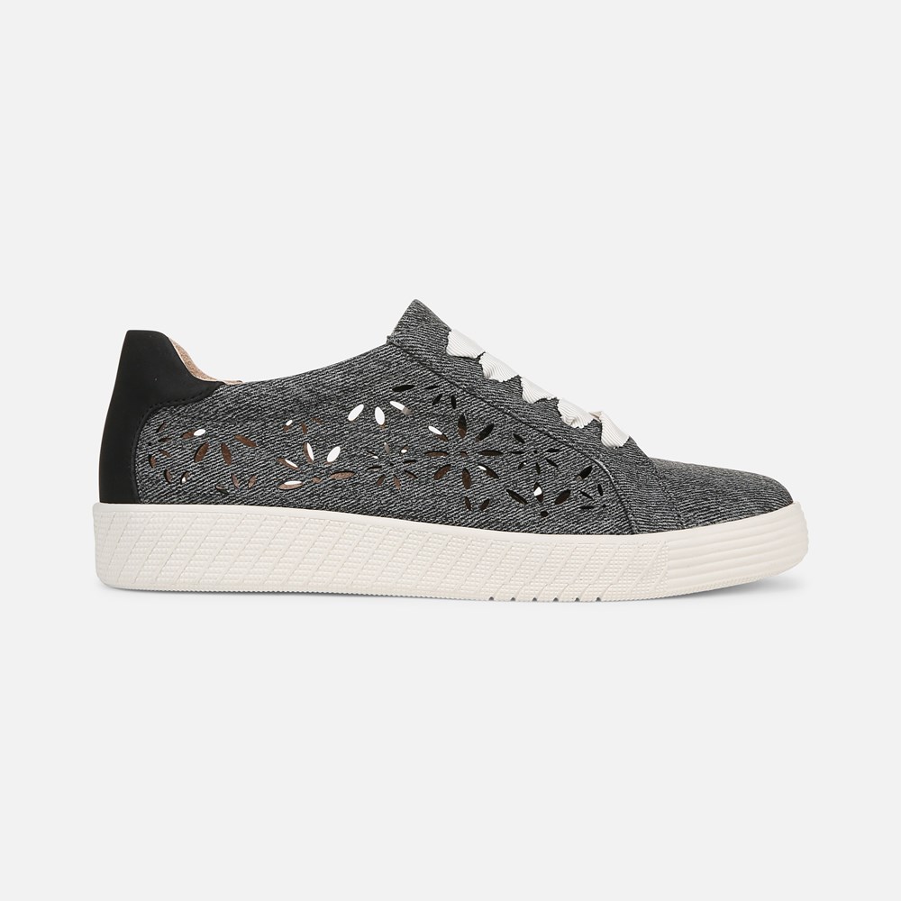 Naturalizer SOUL Neela-Perf Sneaker - Black Denim Pattern Faux Leather