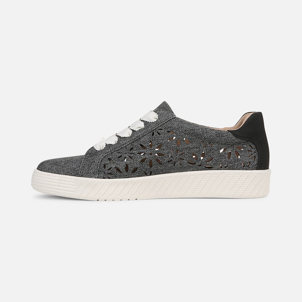 Naturalizer SOUL Neela-Perf Sneaker - Black Denim Pattern Faux Leather