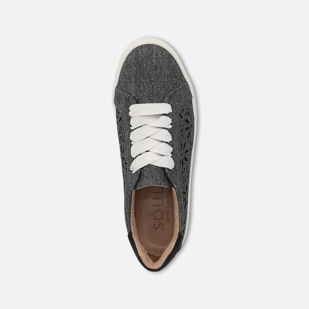 Naturalizer SOUL Neela-Perf Sneaker - Black Denim Pattern Faux Leather