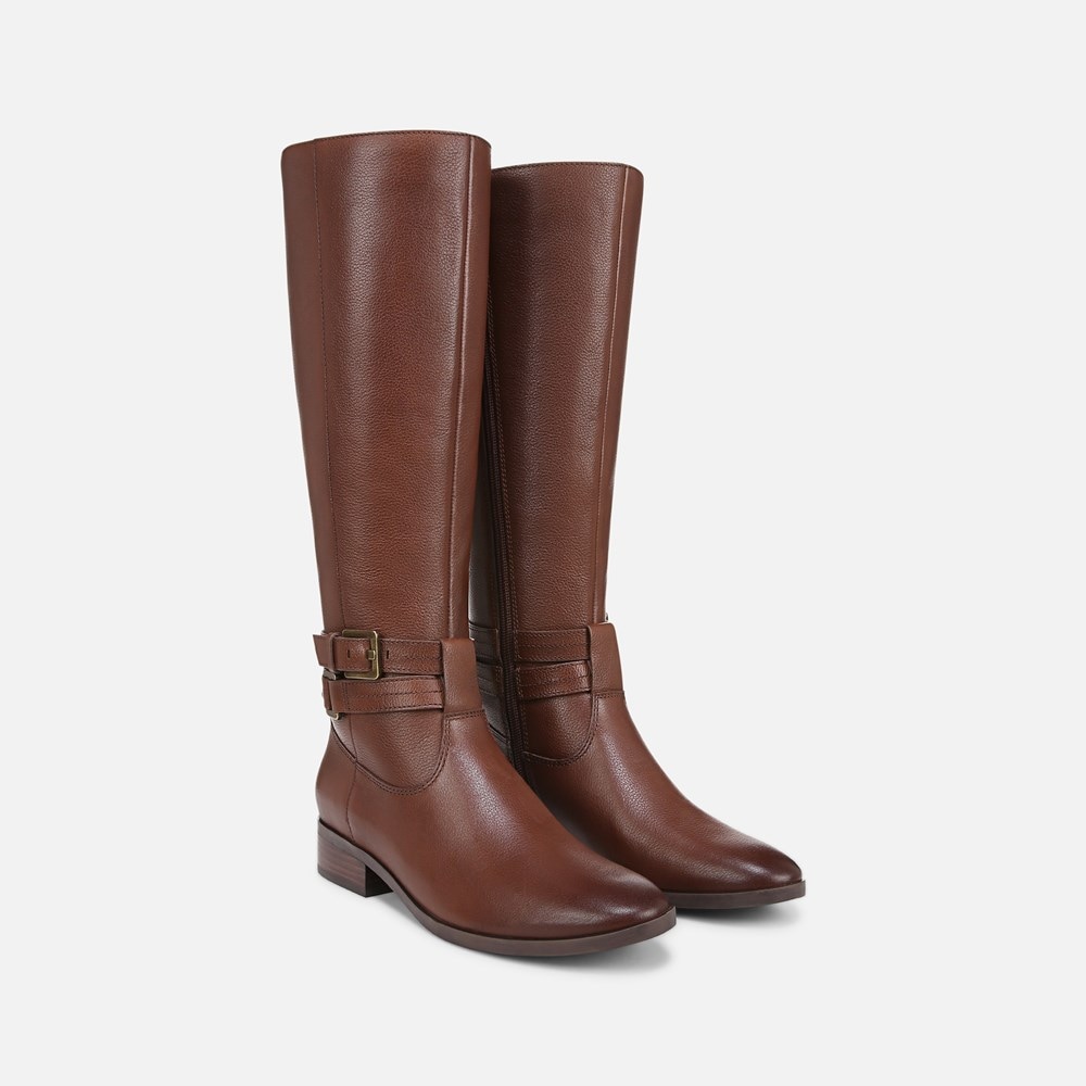 Naturalizer Rory Wide Calf Knee High boot - Cinnamon Brown Leather