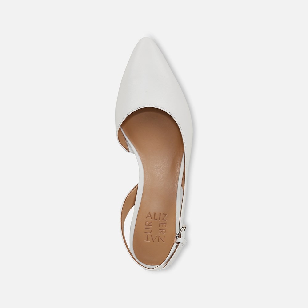 Naturalizer Banks Pointed Toe Flat - White Leather