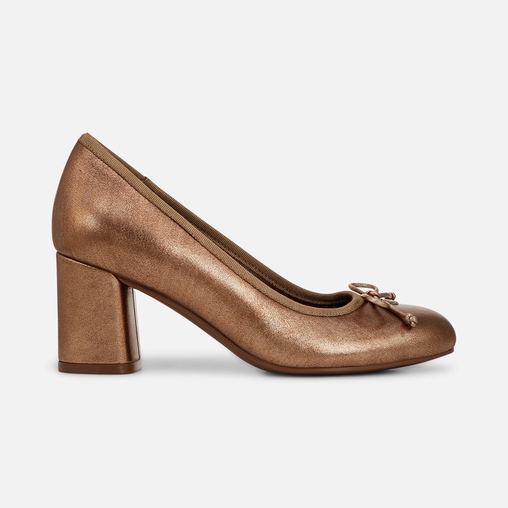 Naturalizer Sienna Block Heel Pump - Soft Bronze Leather