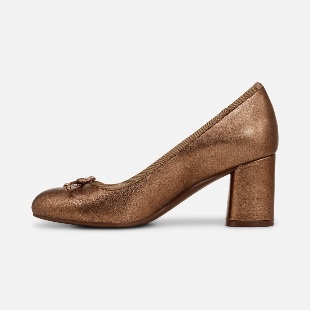Naturalizer Sienna Block Heel Pump - Soft Bronze Leather