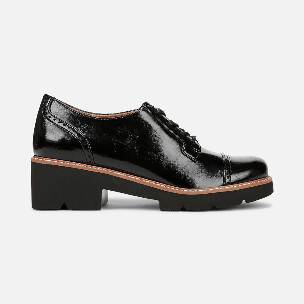 Naturalizer Cabaret Lace Up Lug Derby - Black Faux Leather
