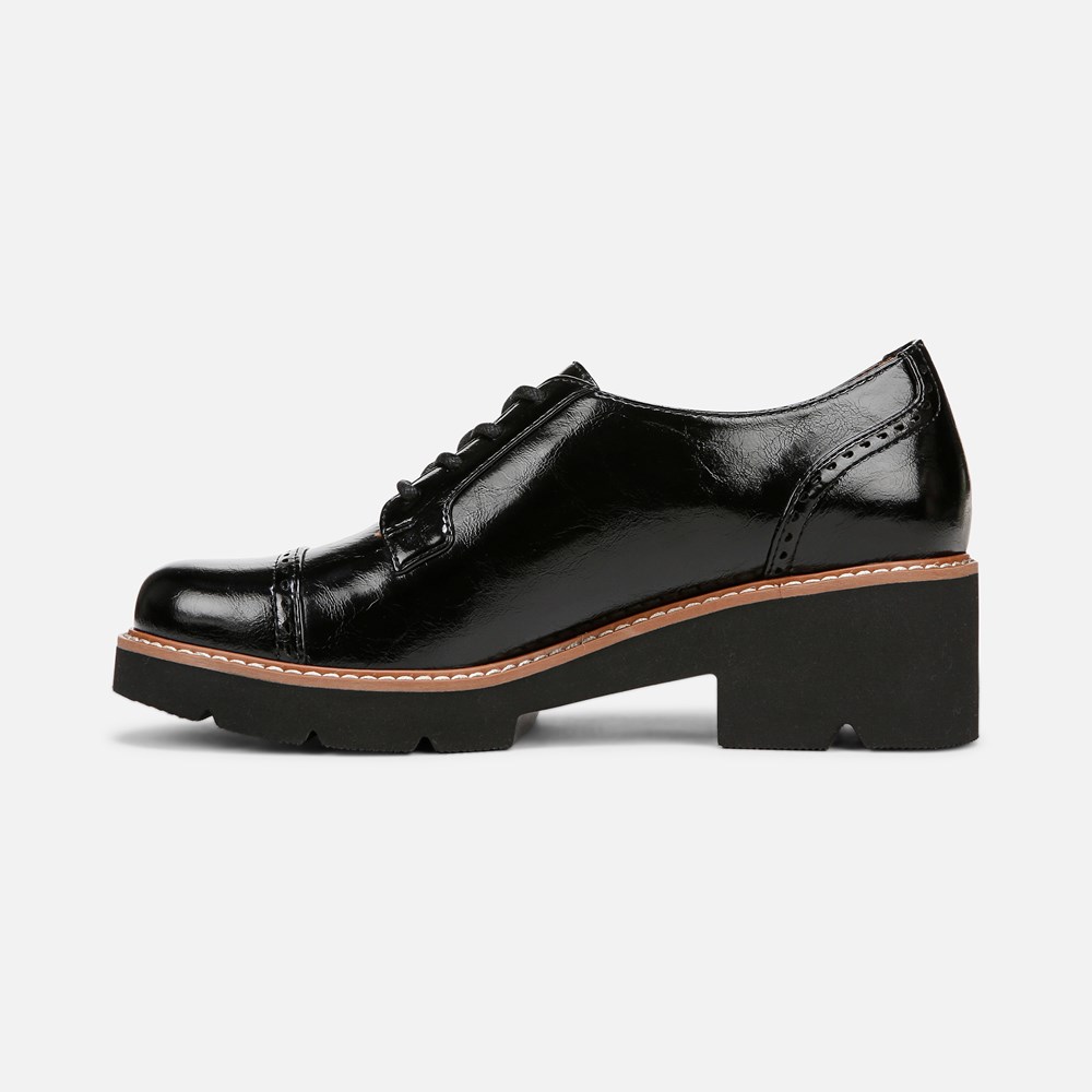 Naturalizer Cabaret Lace Up Lug Derby - Black Faux Leather