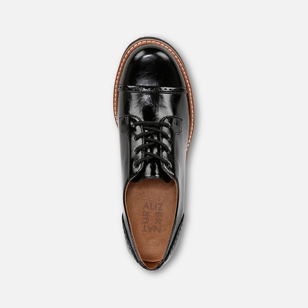 Naturalizer Cabaret Lace Up Lug Derby - Black Faux Leather