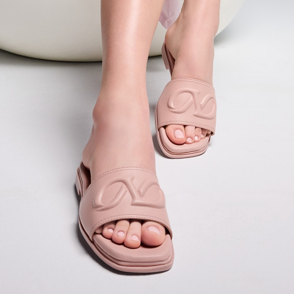 Naturalizer Genevieve Slide Sandal - Cameo Blush Pink Leather