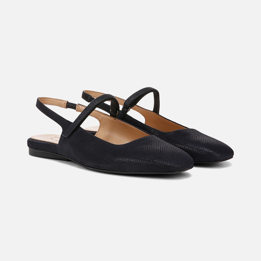 Naturalizer Connie Mary Jane Slingback Flat - Navy Leather