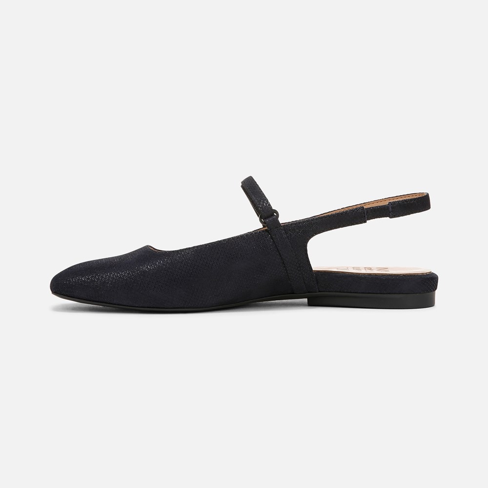 Naturalizer Connie Mary Jane Slingback Flat - Navy Leather